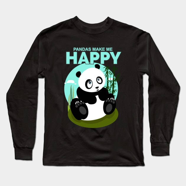 Pandas Make Me Happy Long Sleeve T-Shirt by adamzworld